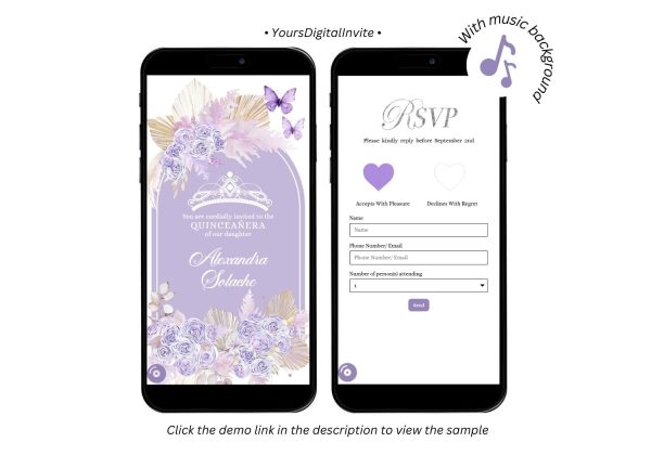 Purple Boho Quinceanera Invitation