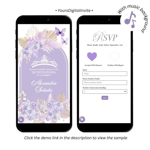 Purple Boho Quinceanera Invitation