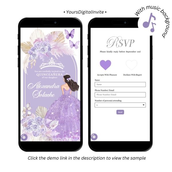 Purple Boho Princess Quinceanera Invitation