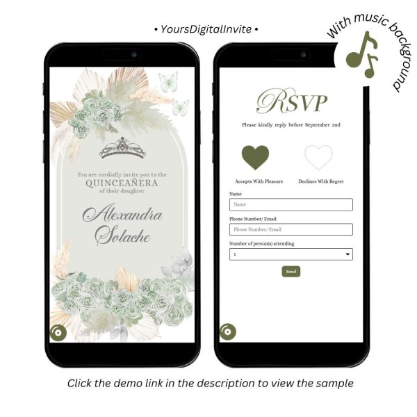 Sage Green Western Charra Quinceanera Princess Invitation