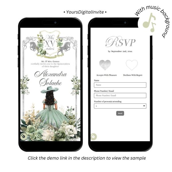 Sage Green Western Charra Quinceanera Princess Invitation