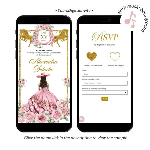 A19 Rose Gold Western Charra Quinceanera Princess Invitation