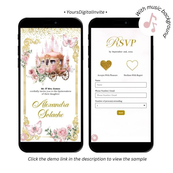 A20 Rose Gold Royal Castle Quinceanera Invitation