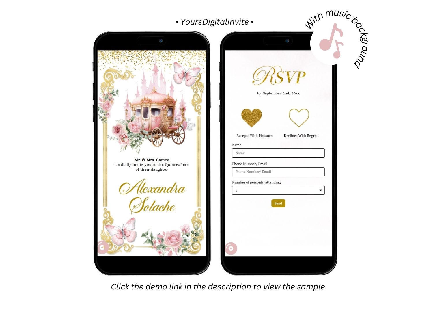 A20 Rose Gold Royal Castle Quinceanera Invitation