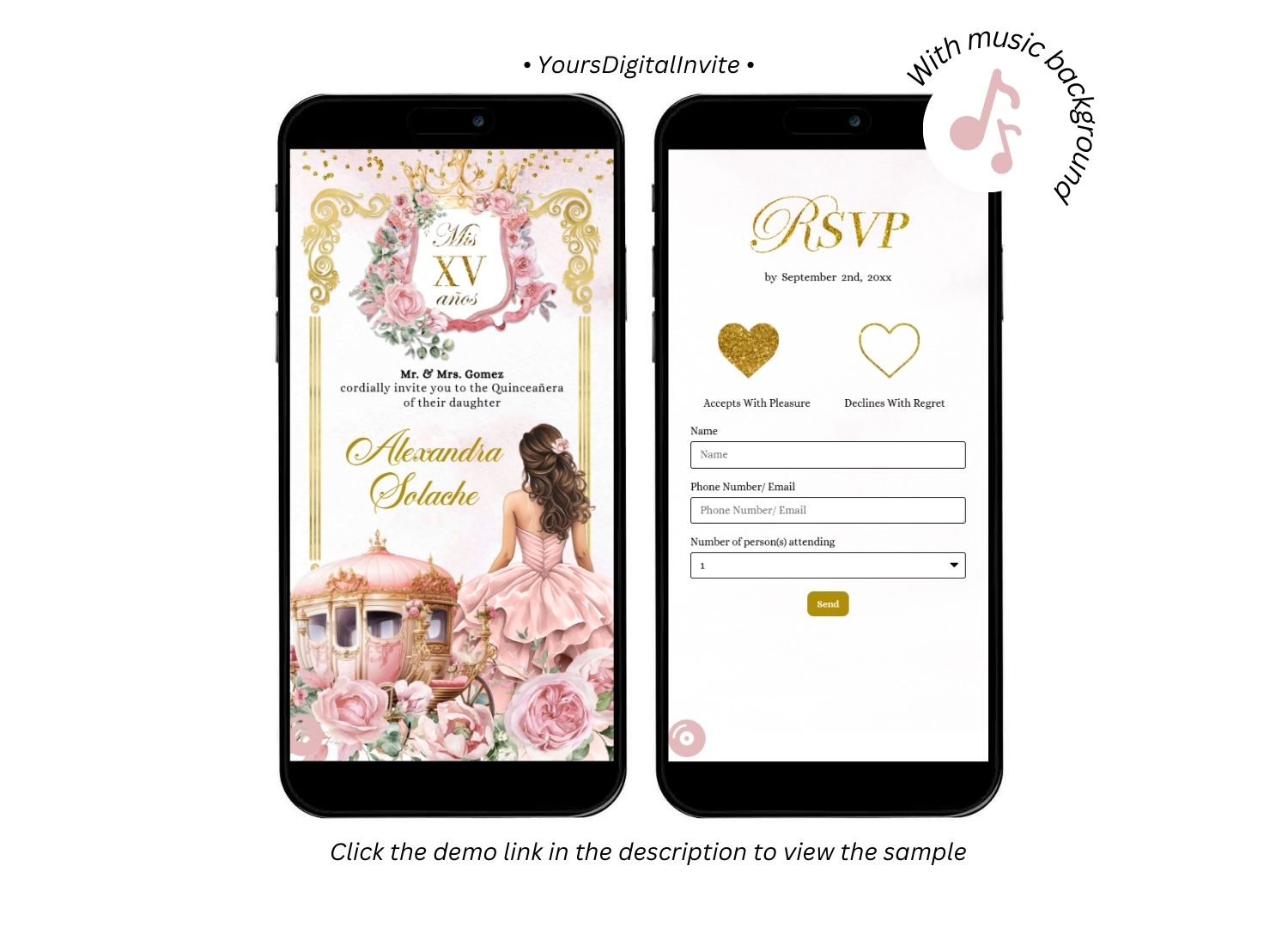 Rose Gold Royal Castle Princess Quinceanera Invitation