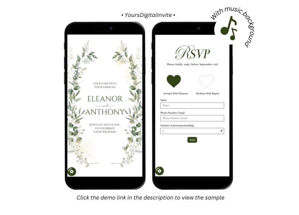 C110 Greenery Wedding Website Invitation