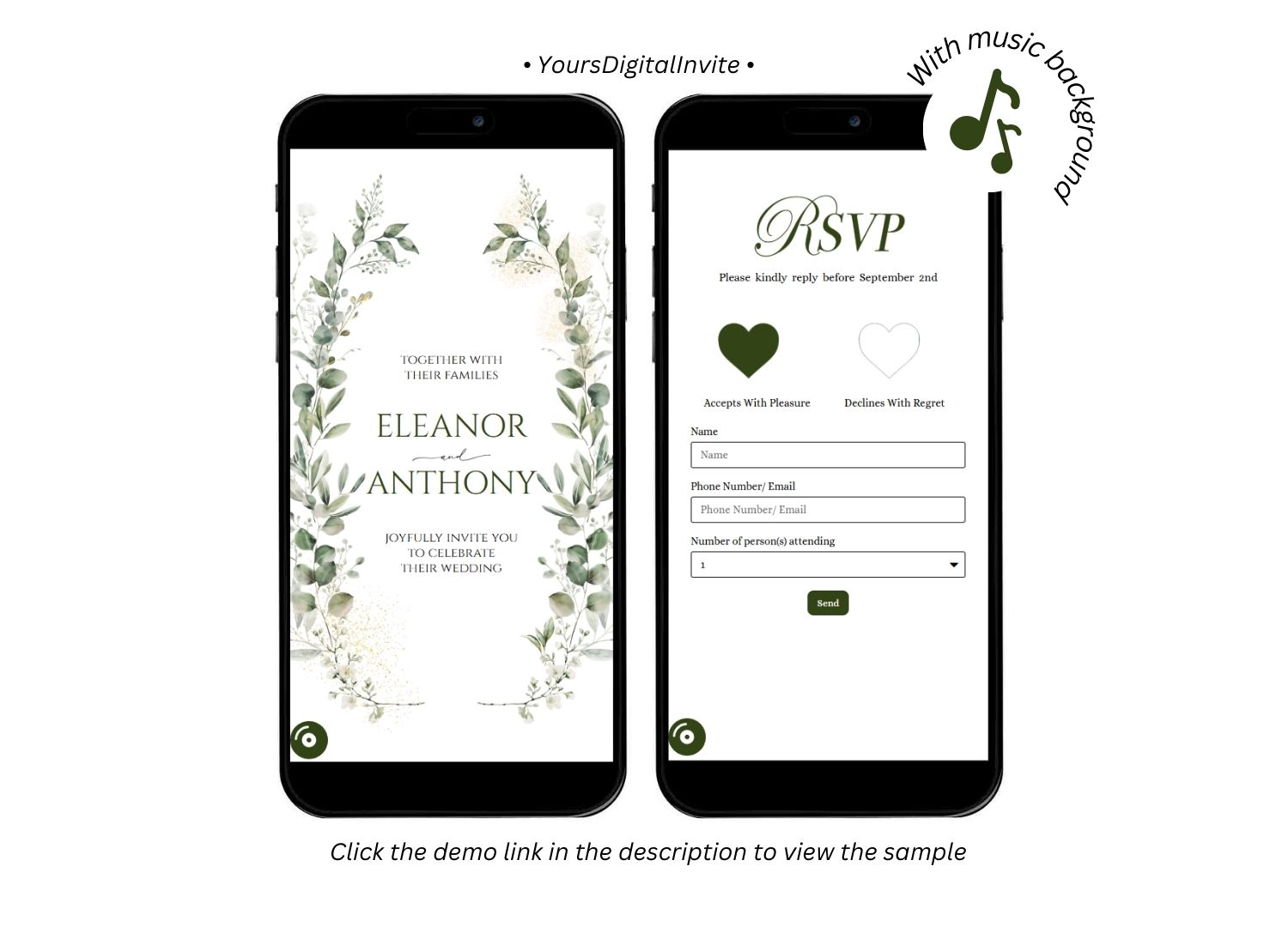 C110 Greenery Wedding Website Invitation