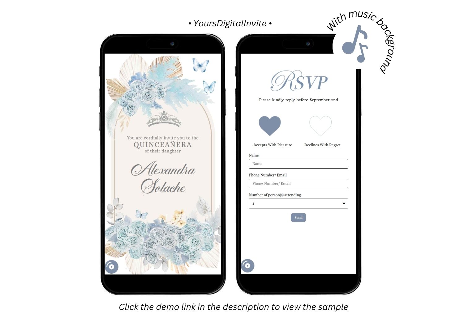 Baby Blue Boho Pampass Grass Quinceanera Invitation