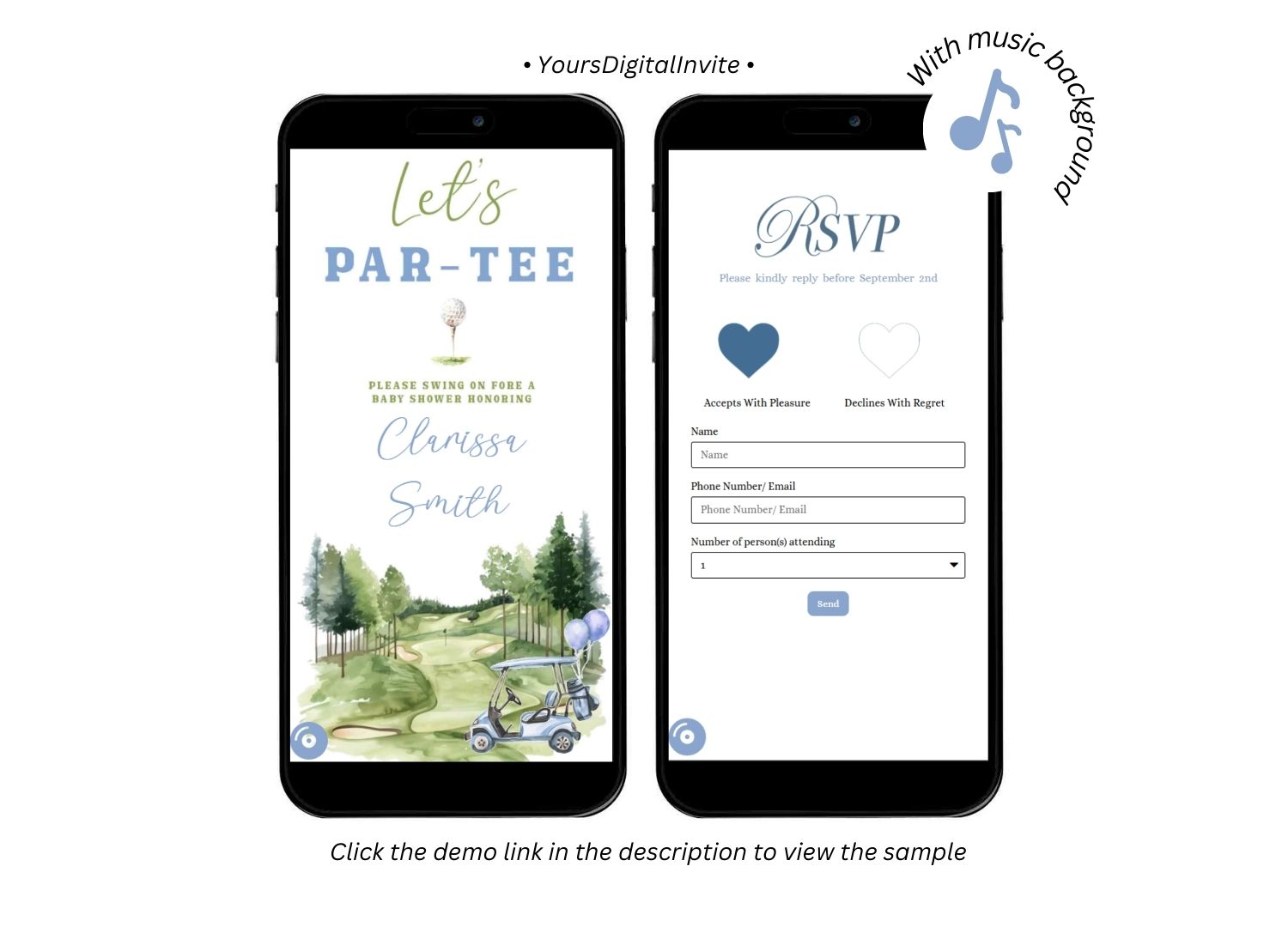 C42 Golf Blue Boy Baby Shower Invitation