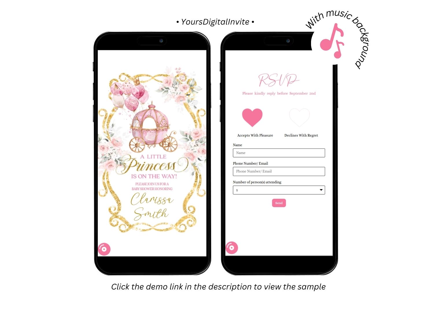 1+4 (1) c66 C66 Princess Baby Shower Invitation