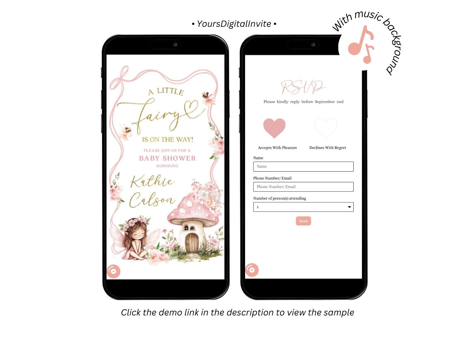 Pink Blush Fairy Baby Shower Invitation