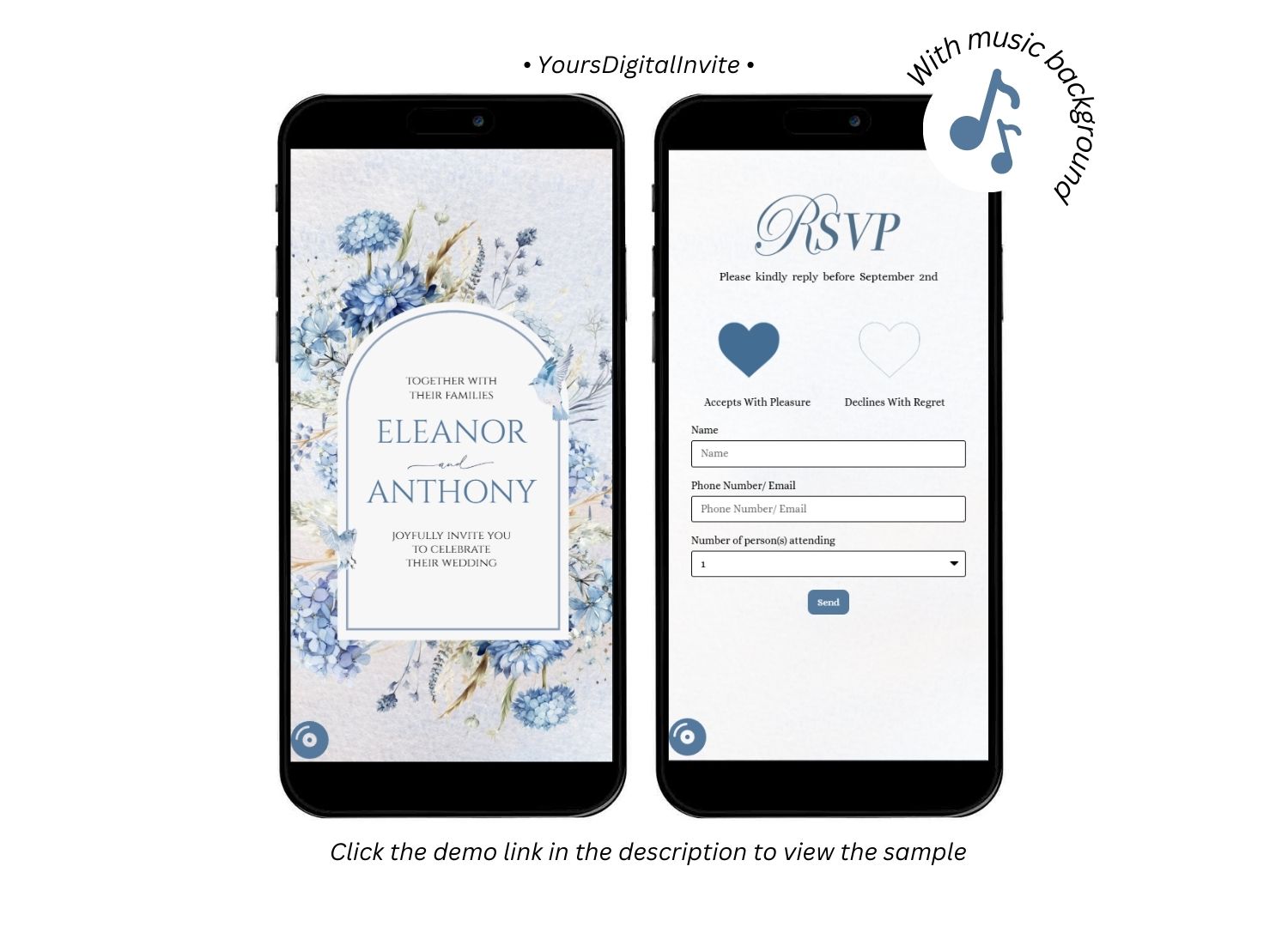 1+4 (1)hydrangea Blue Hydrangea Wedding Invitation