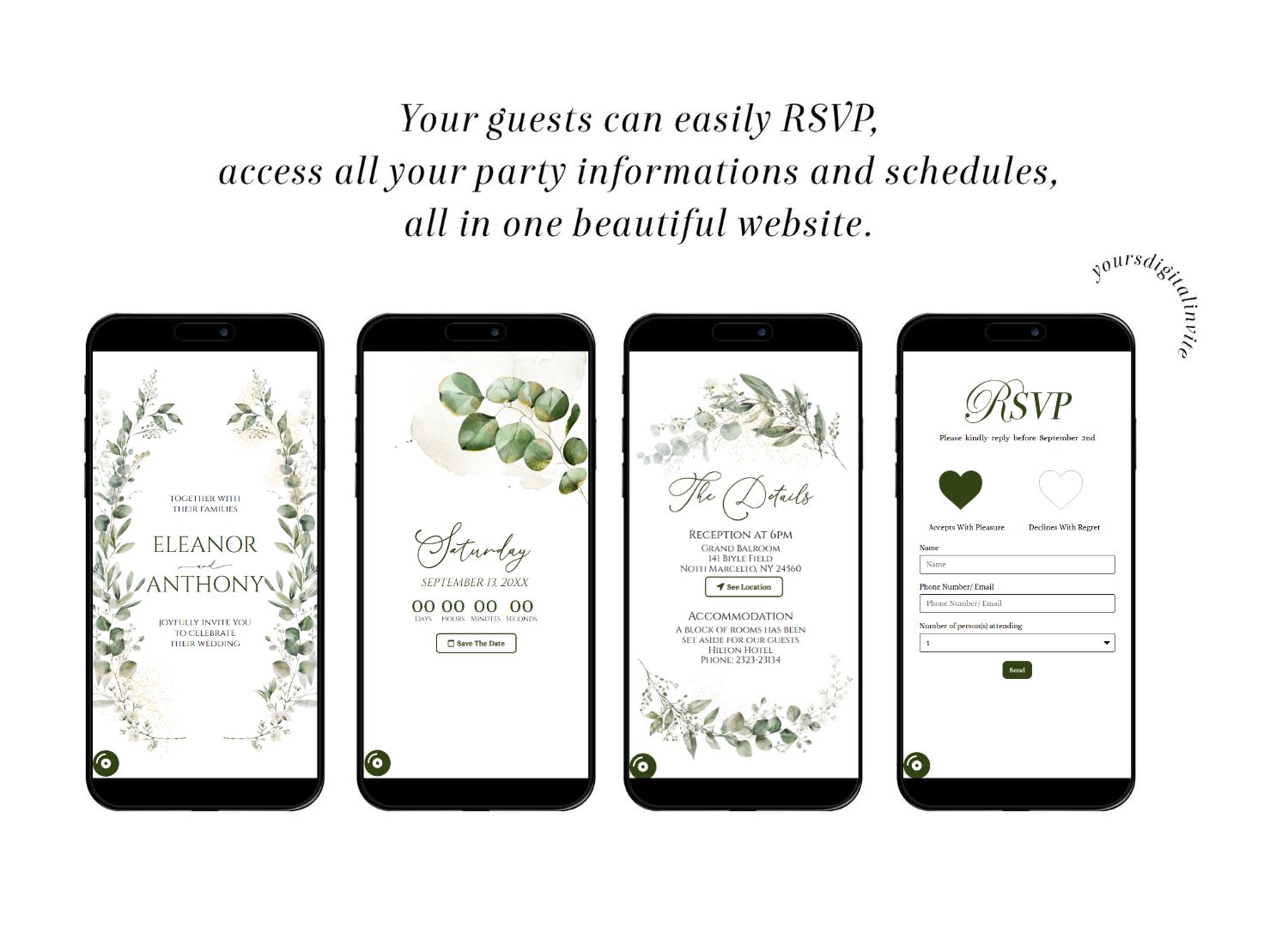 C110 Greenery Wedding Website Invitation