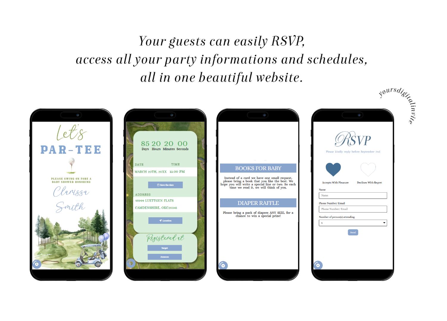 C42 Golf Blue Boy Baby Shower Invitation