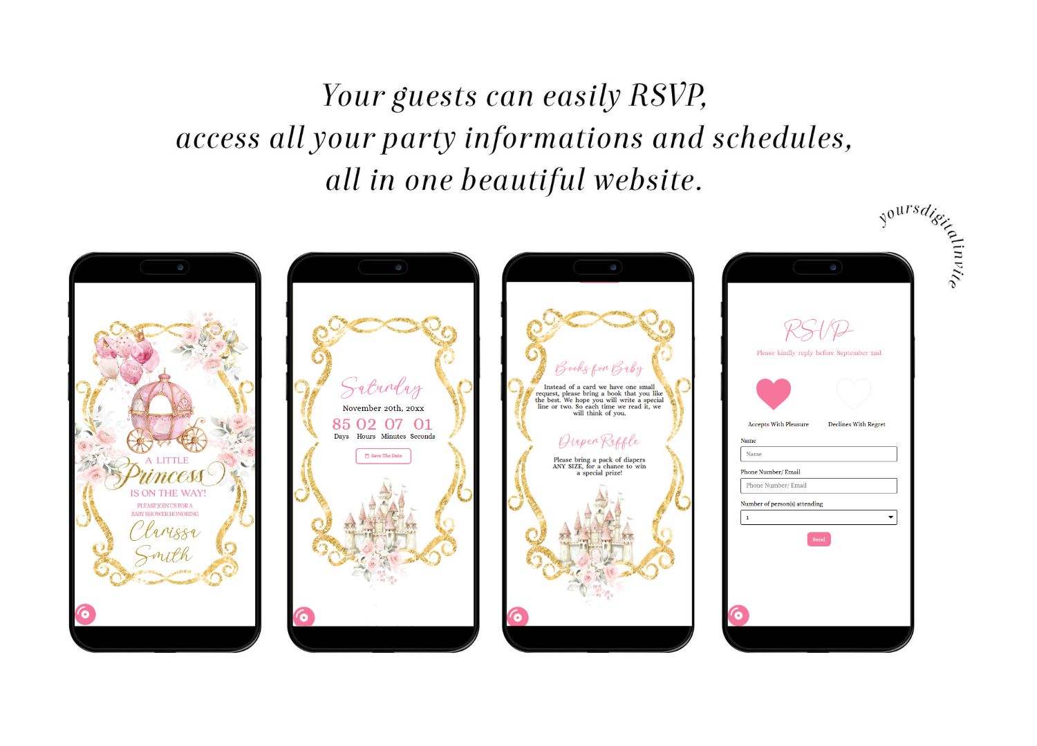 All c66 C66 Princess Baby Shower Invitation