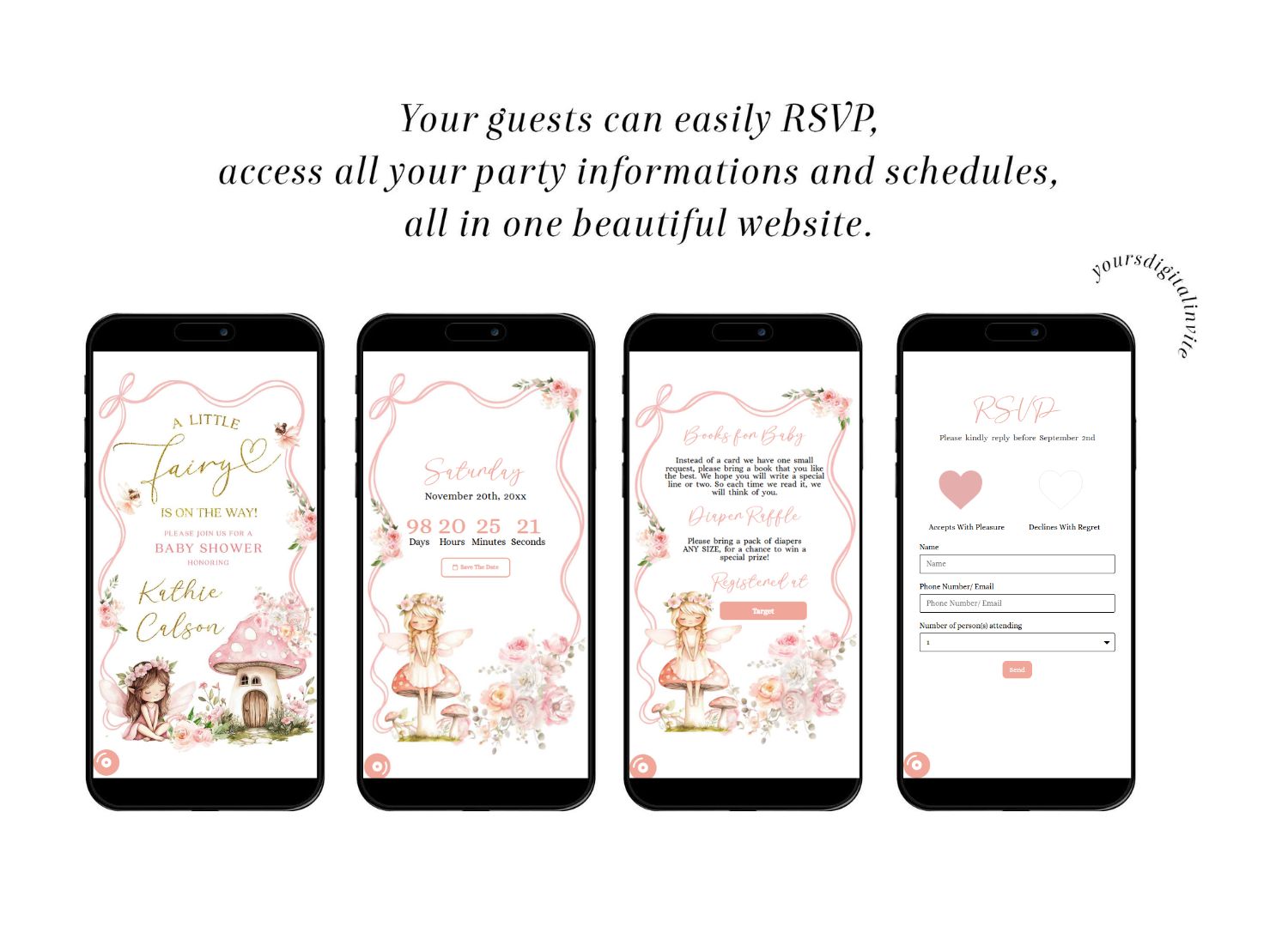 Pink Blush Fairy Baby Shower Invitation