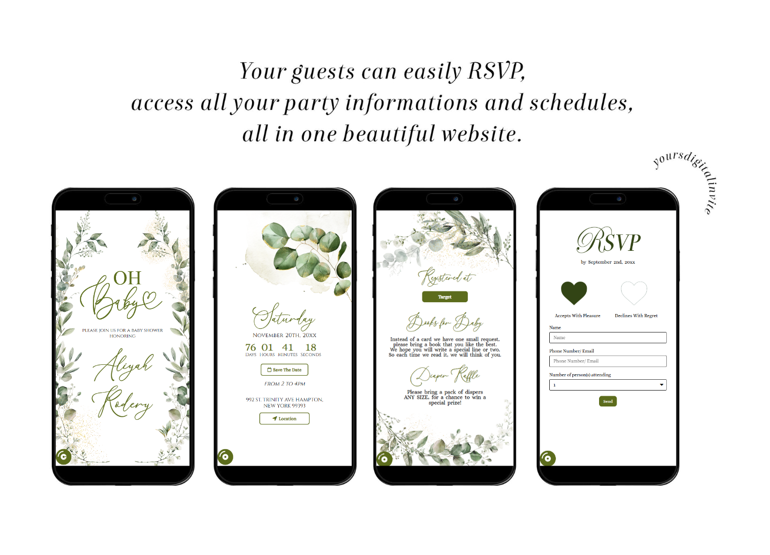 C110 Greenery Baby Shower Website Invitation