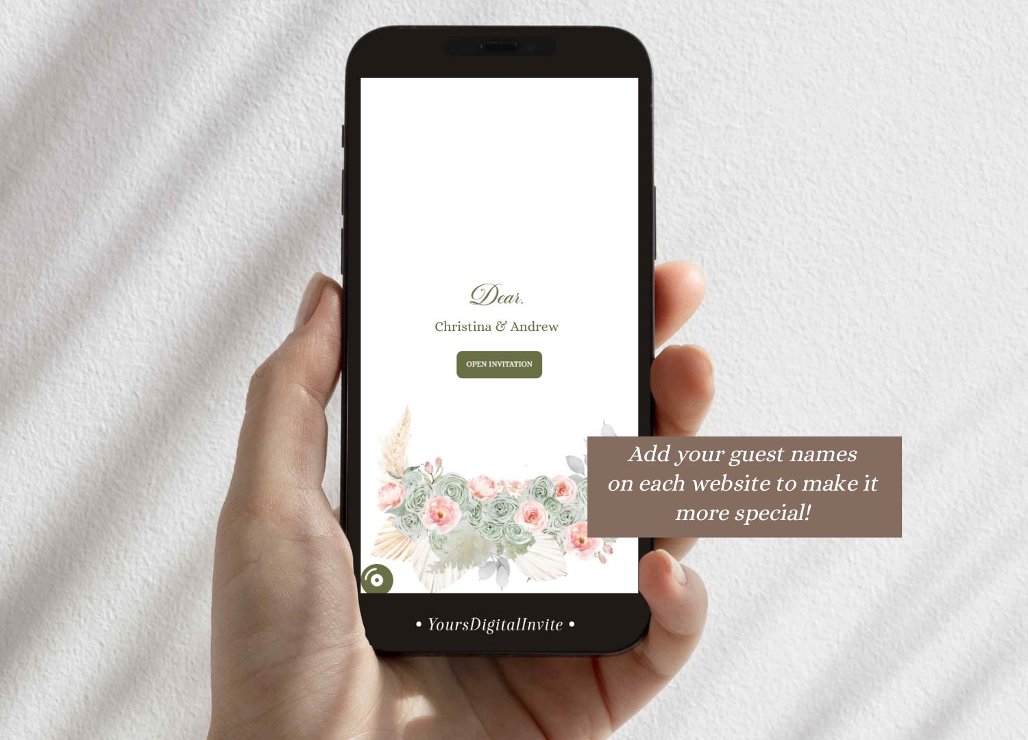 Custom A18 Blush Boho Sage Green and Blush Pink Pampass Grass Quinceanera Princess Invitation