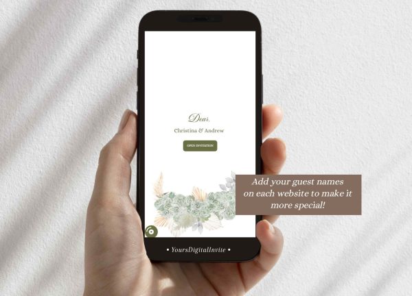 A18 Boho Sage Green Pampass Grass Quinceanera Princess Invitation