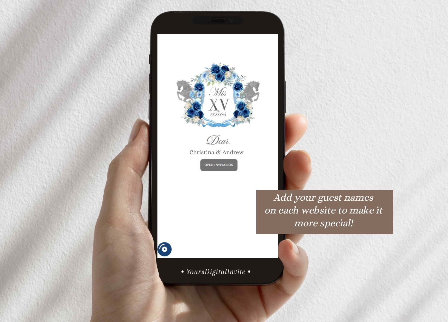 Navy Blue Rose Western Charra Quinceanera Princess Invitation