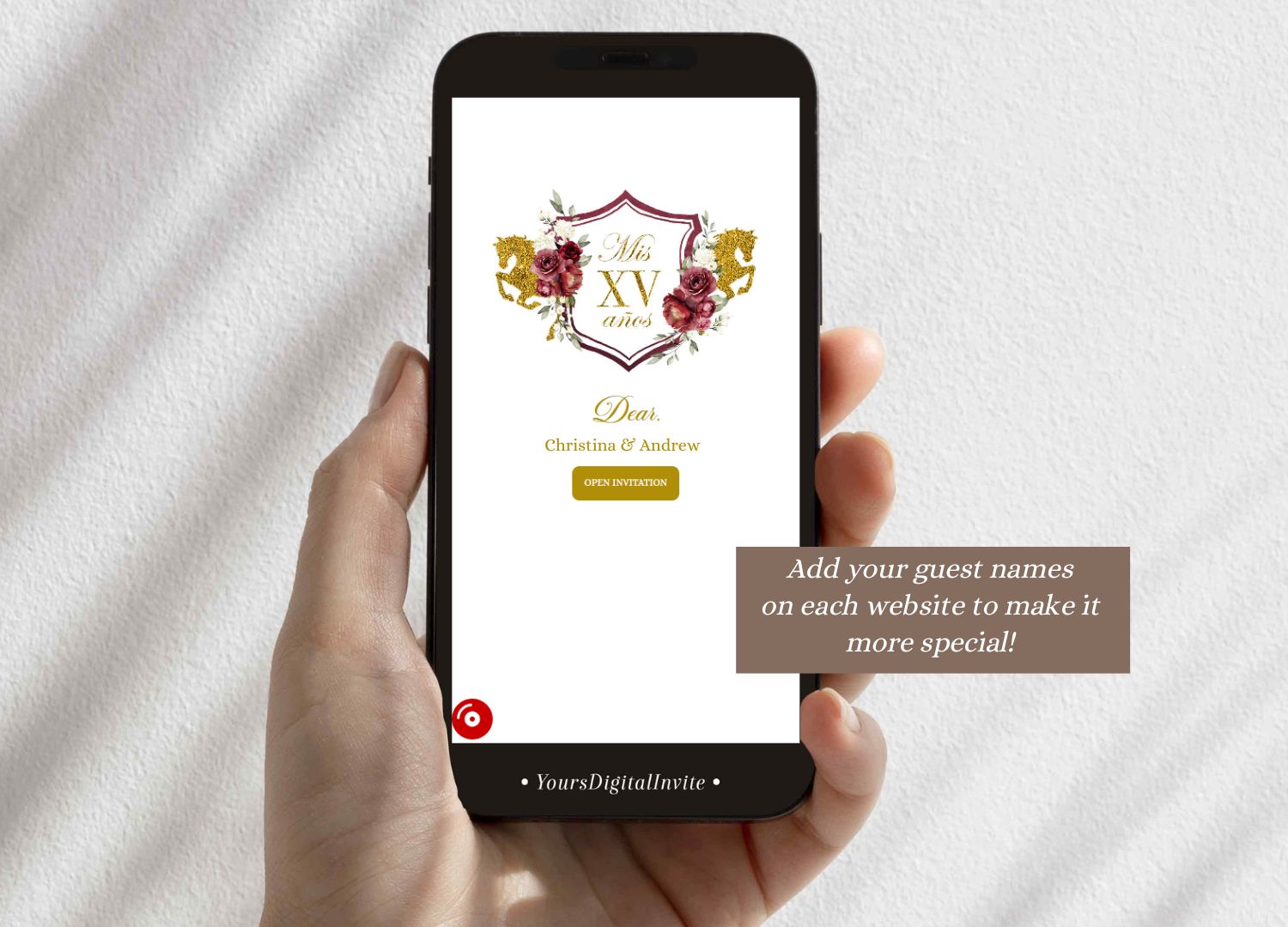 Black and Red Rose Western Charra Quinceanera Princess Invitation