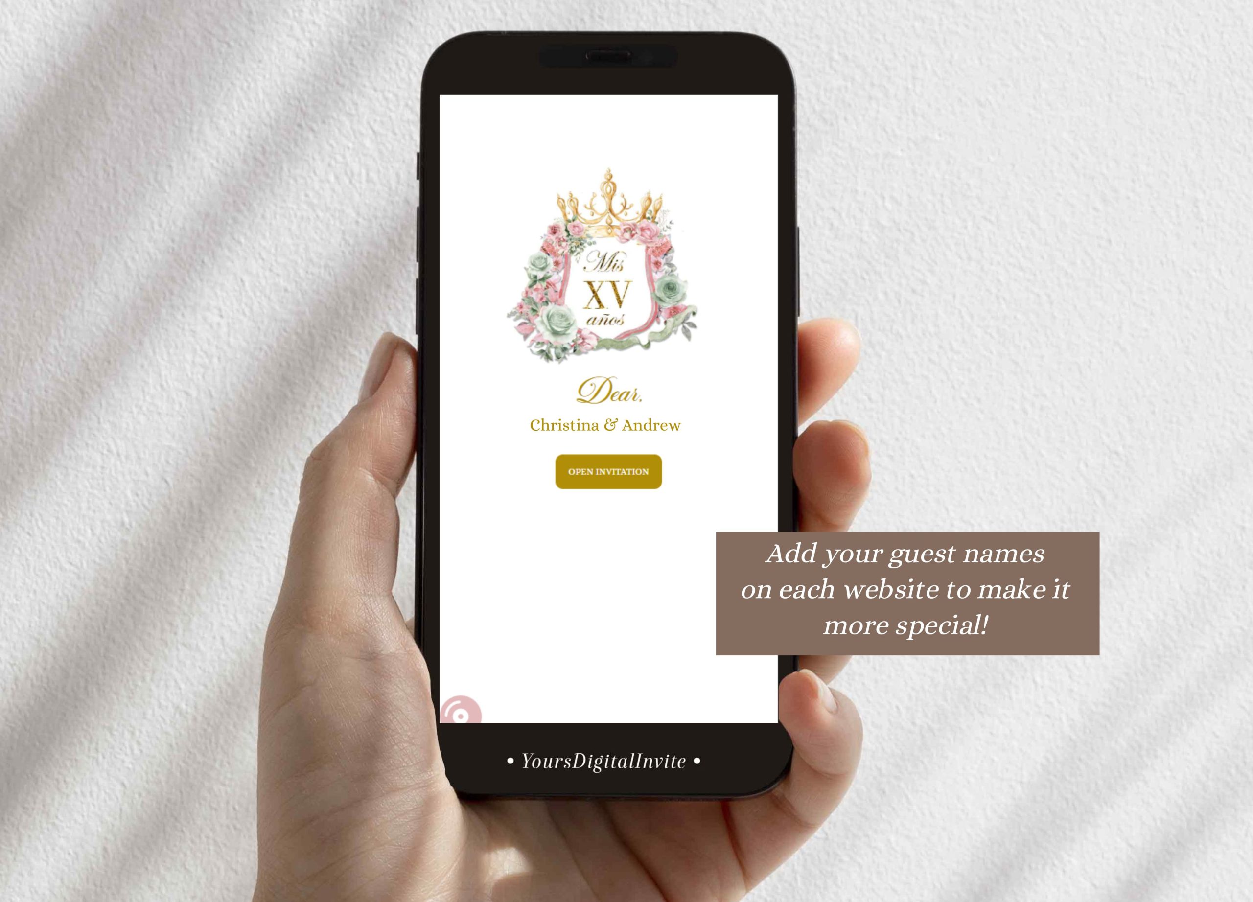 Sage Green Pink Fairytale Princess Royal Carriage Quinceanera Invitation