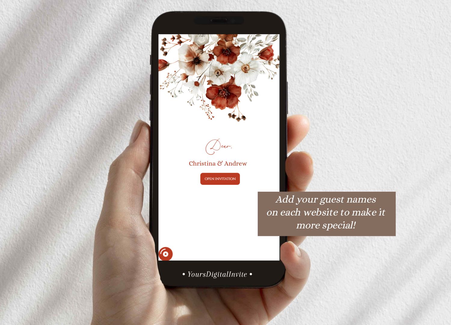 Custom teracotta A5 Boho Teracotta Floral Wedding Invitation