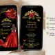 Elegant Black and Red Roses Royal Princess Invitation Countdown