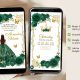 Elegant Emerald Green Princess Quinceanera Invitation