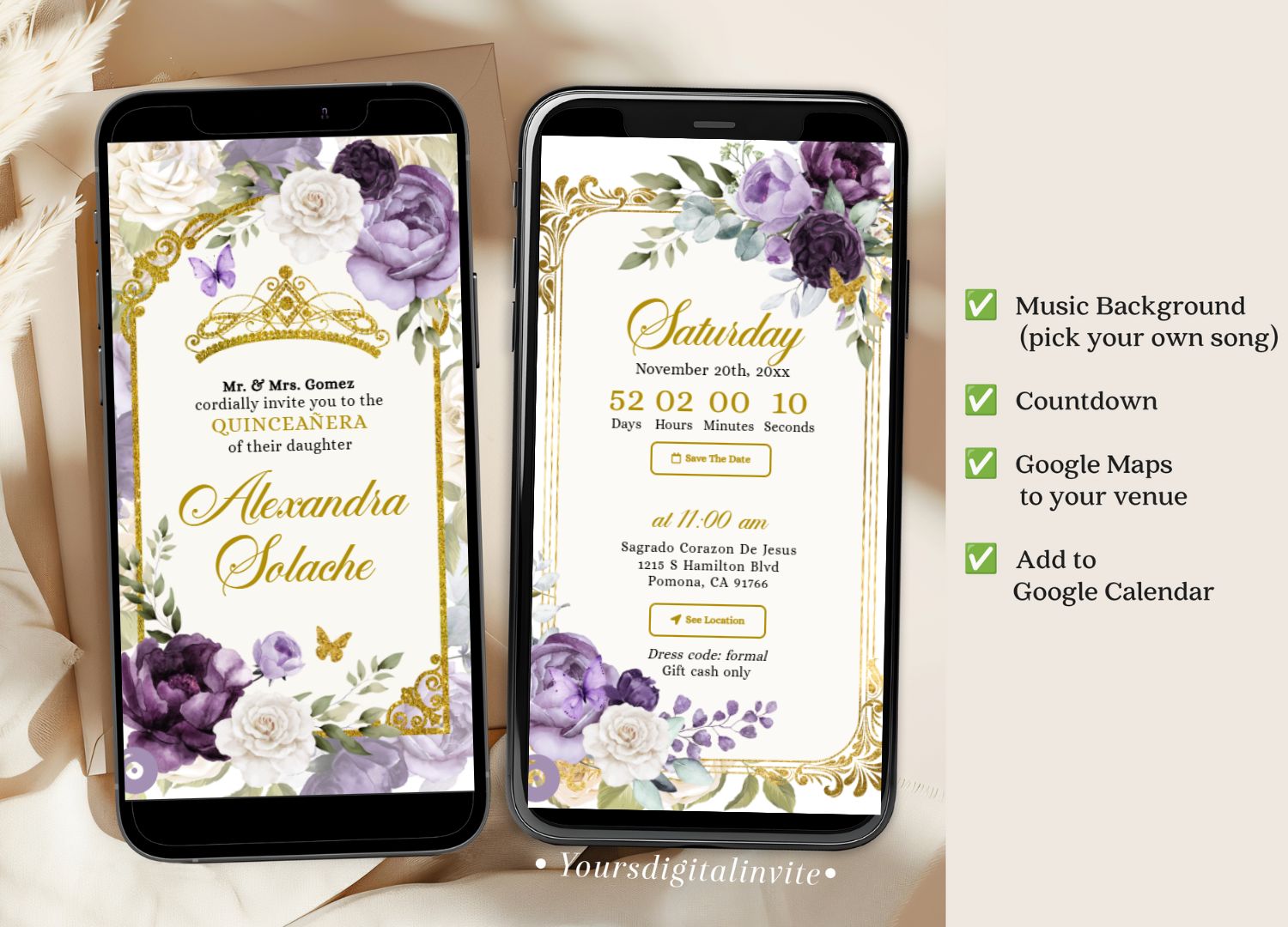 Lilac Purple Mis Quince Anos Invitation