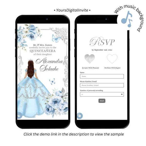 Elegant Baby Blue Princess Quinceanera Invitation