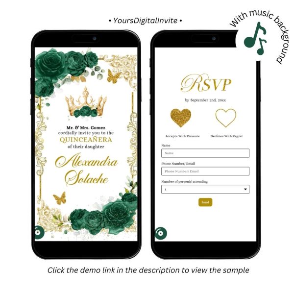 Elegant Emerald Green Quinceanera Invitation