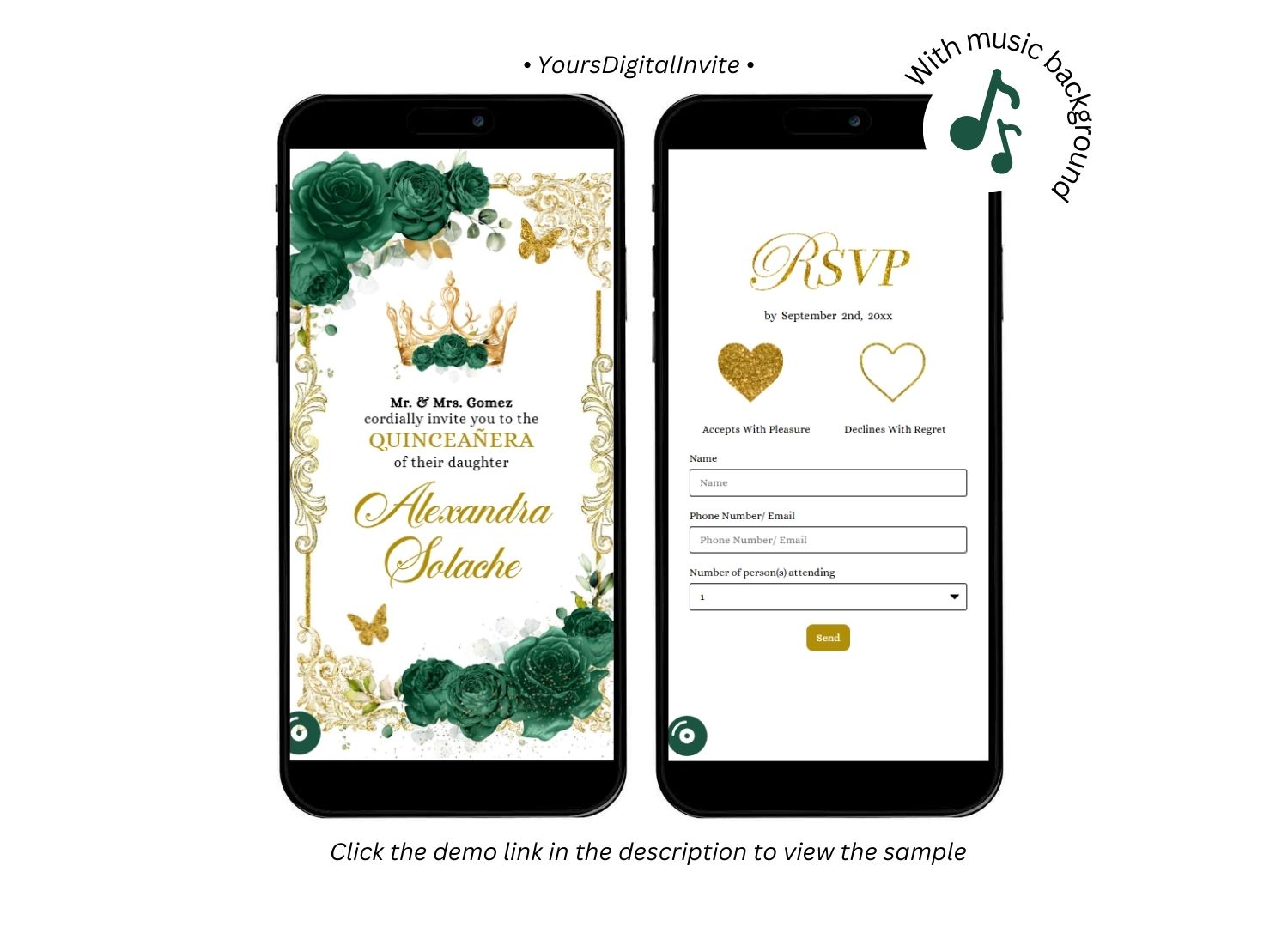 Elegant Emerald Green Quinceanera Invitation