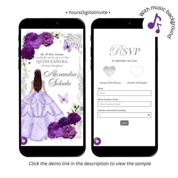 Elegant Purple Princess Quinceanera Invitation