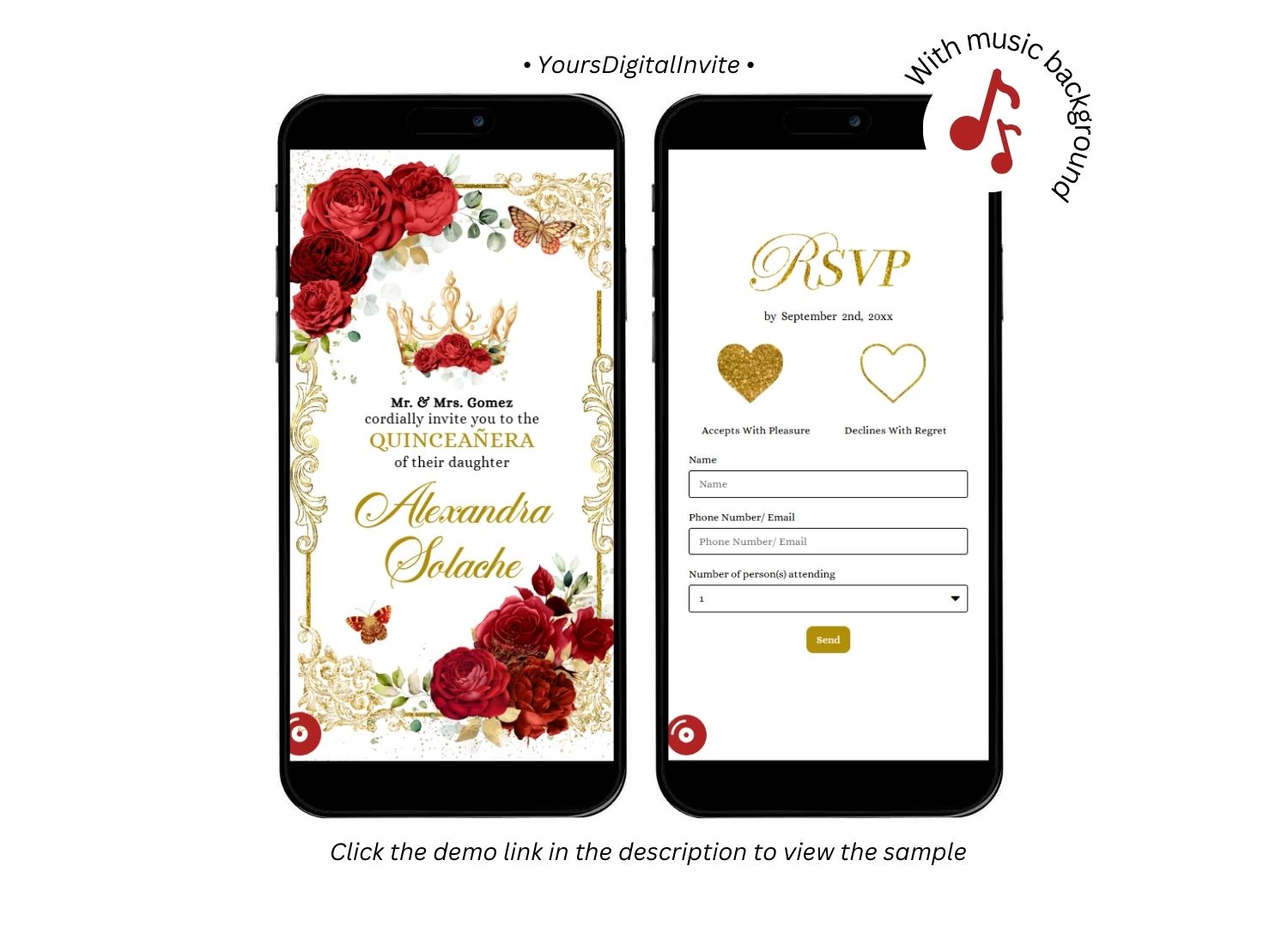 Elegant Red Quinceanera Invitation