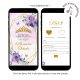 Gold Purple Floral Butterfly Crown Quinceanera Invitation RSVP