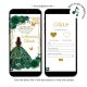 Elegant Emerald Green Princess Quinceanera Invitation