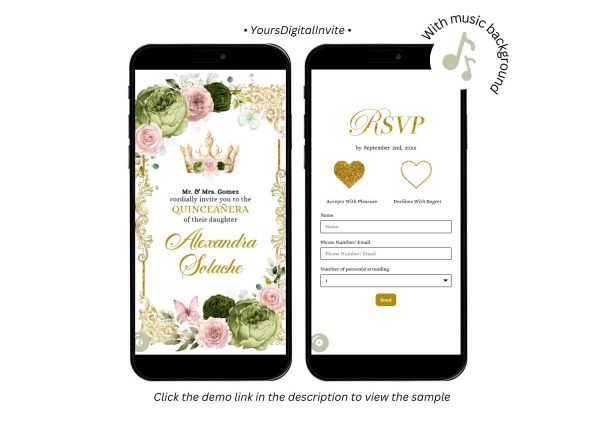 Elegant Sage and Green Quinceanera Invitation