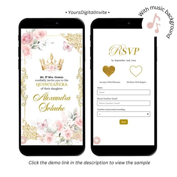 Rose Gold Quinceanera Invitation