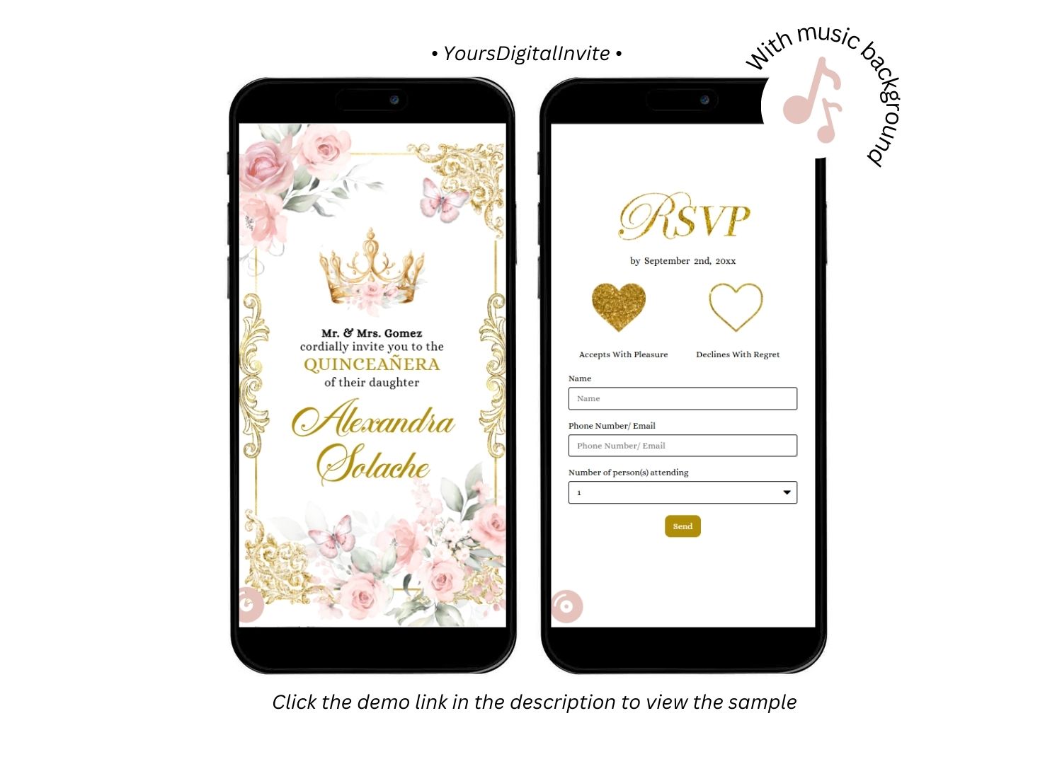 Rose Gold Quinceanera Invitation