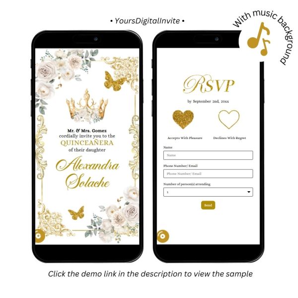Elegant Ivory Champagne Quinceanera Invitation
