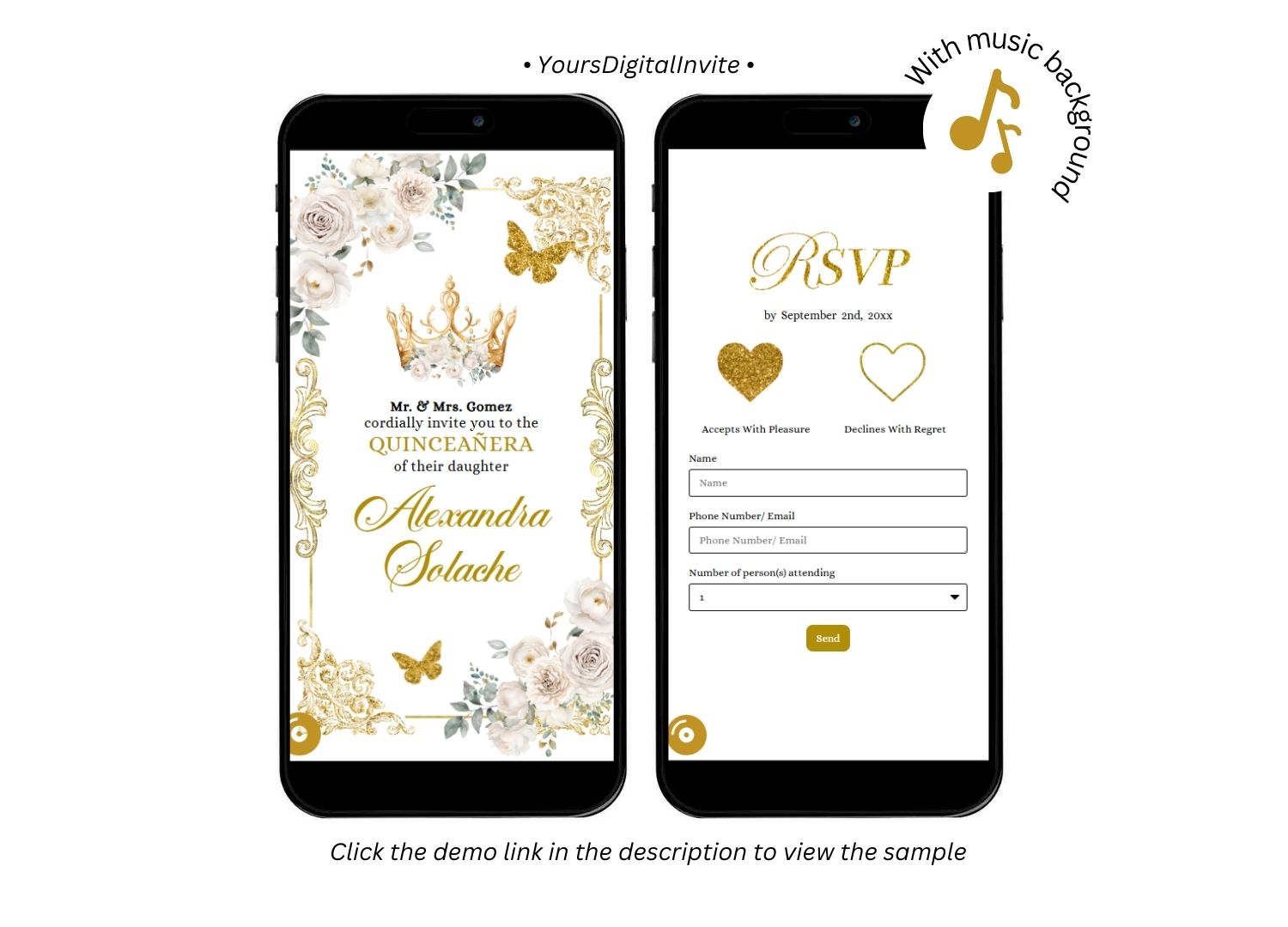 Elegant Ivory Champagne Quinceanera Invitation