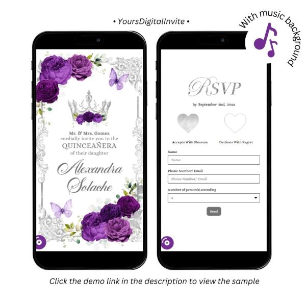 Elegant Purple Quinceanera Invitation