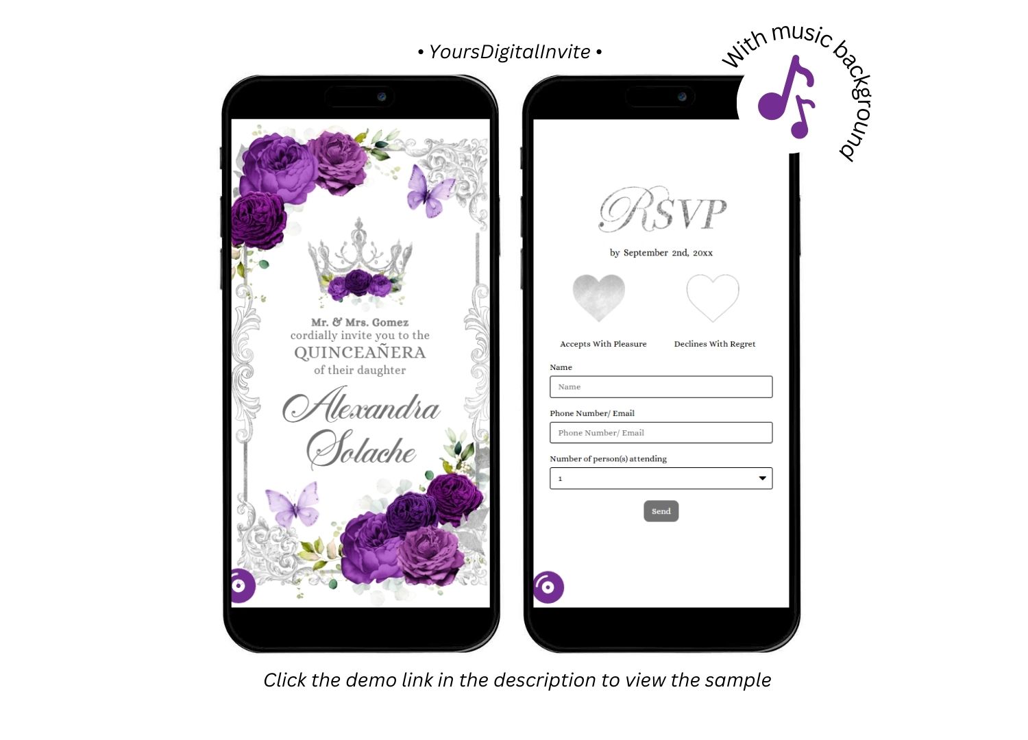 Elegant Purple Quinceanera Invitation