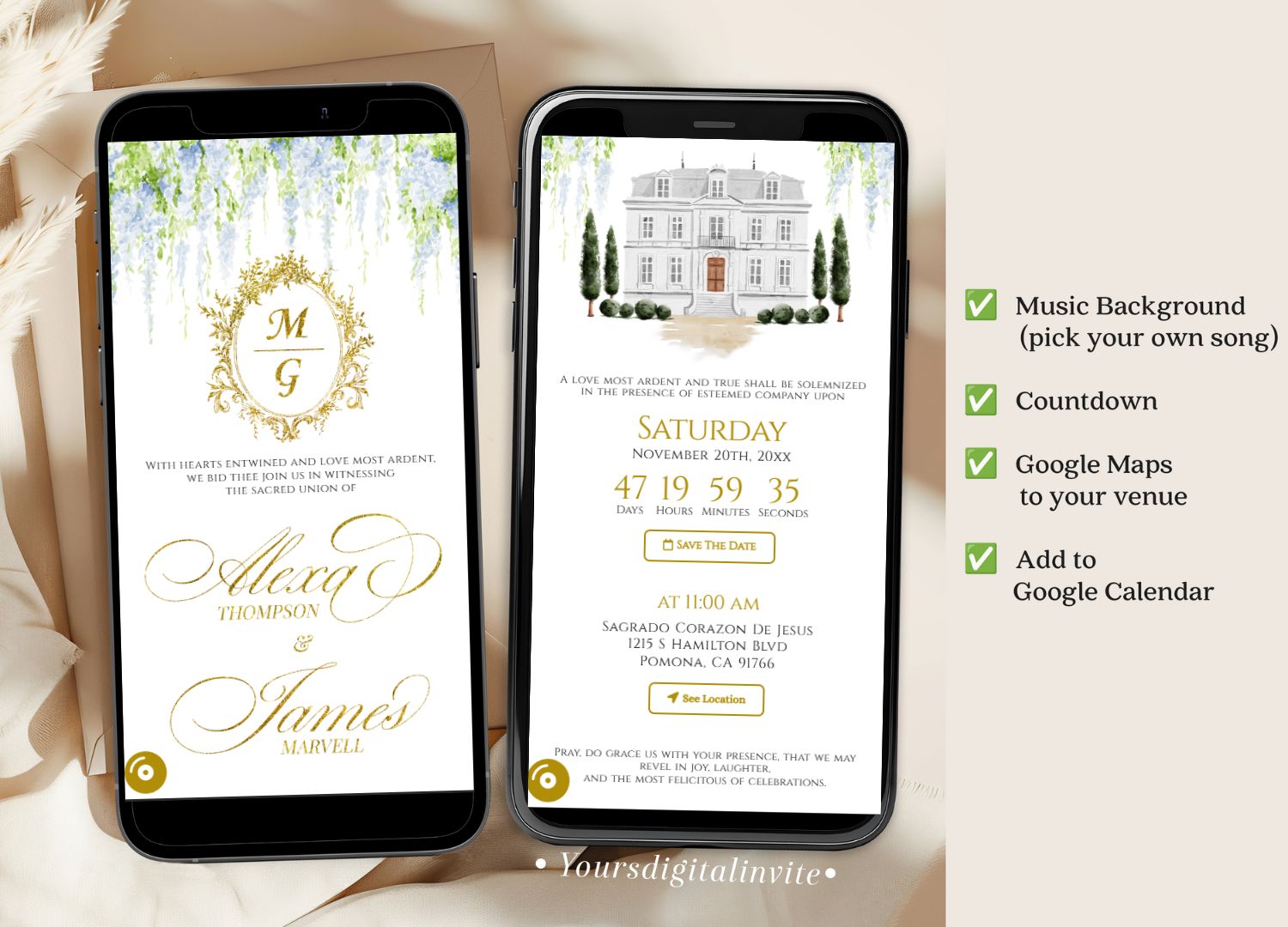 3 A6 wed Regency Era Blue Themed Wedding Invitation