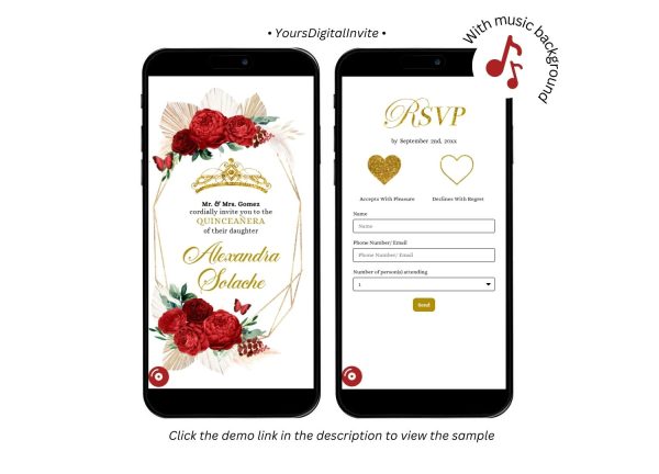 Boho Red Roses Pampas Grass Crown Mis Quince RSVP