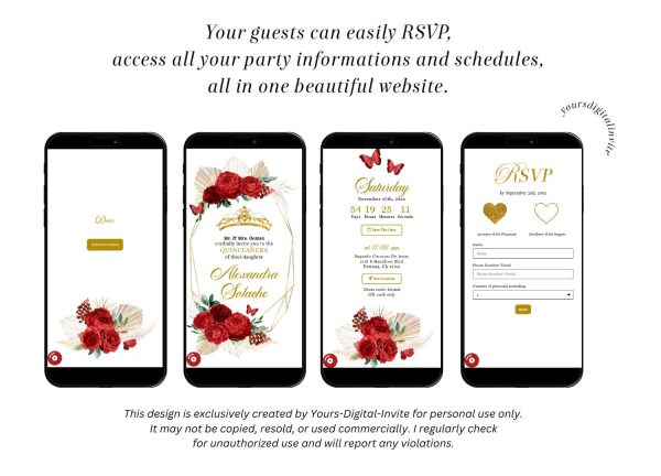 Boho Red Roses Pampas Grass Crown Mis Quince