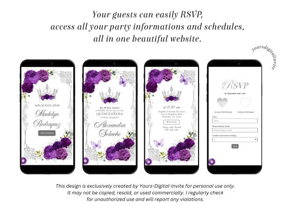 Elegant Purple Quinceanera Invitation
