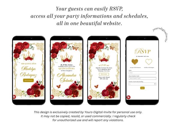 Elegant Red Quinceanera Invitation