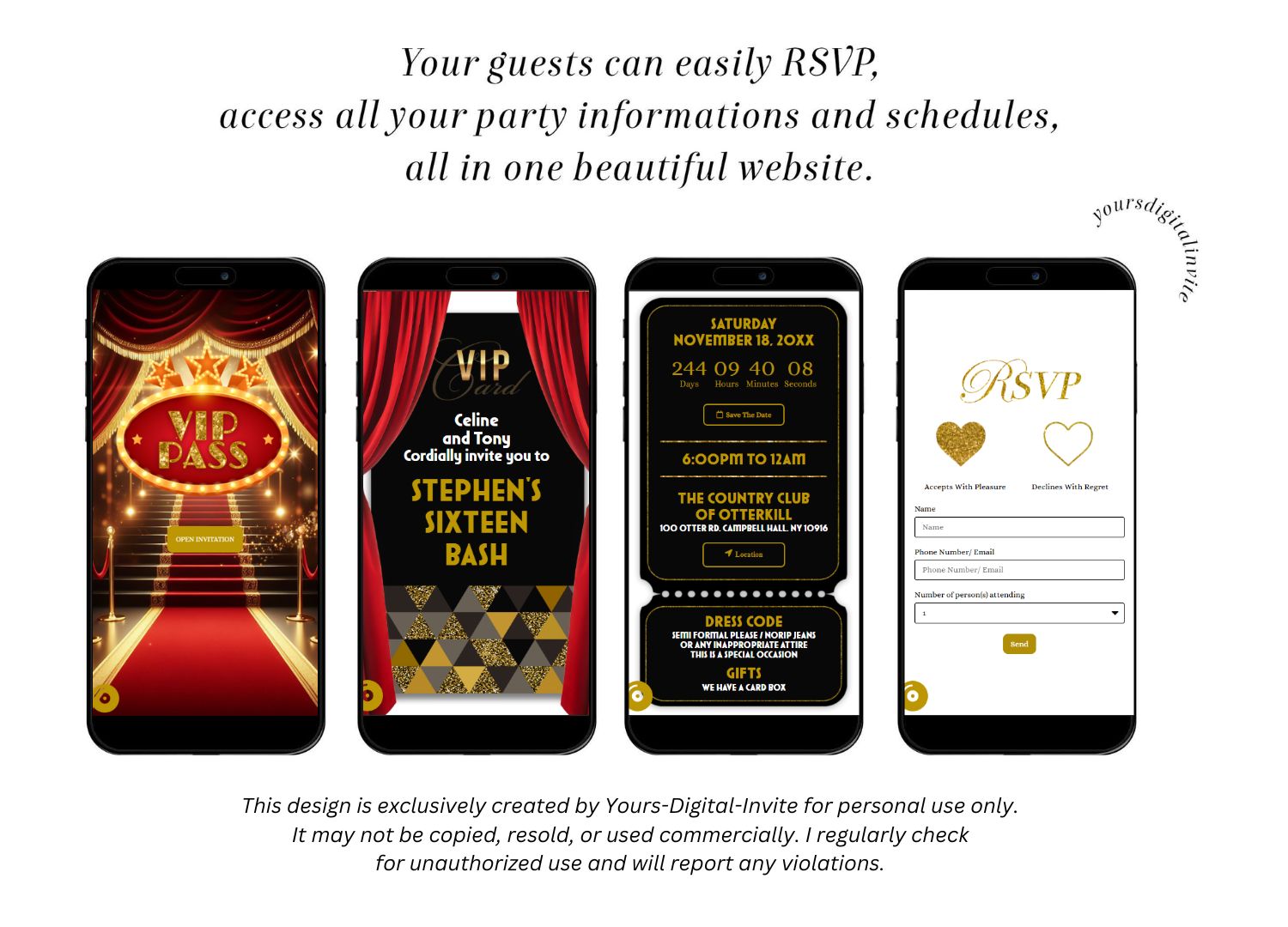 VIP Pass Red Carpet Birthday Invitation